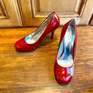 Red patent leather heels